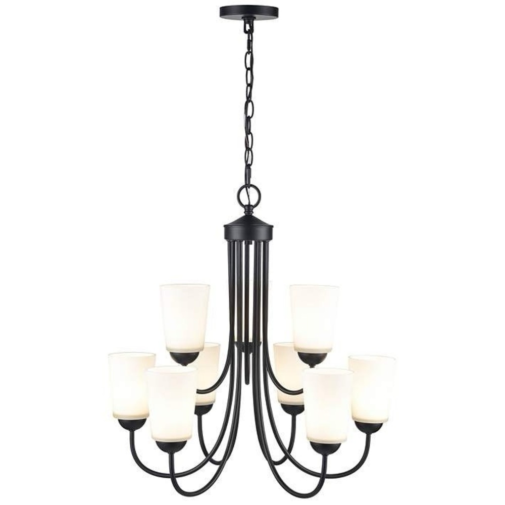 Millennium Lighting 9 Light 23.25" Chandelier, Black/Clear Seeded - 9809-MB